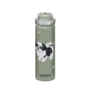 Shih Tzu Black White Stainless Steel Water Bottle 24 Oz. Serengeti