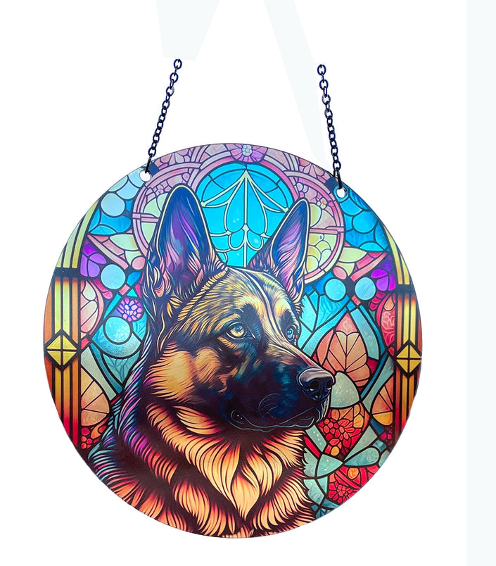 German Shepherd Suncatcher with Chain