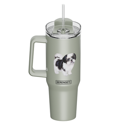 Shih Tzu, black 40 oz Tumbler with Handle and Straw Lid