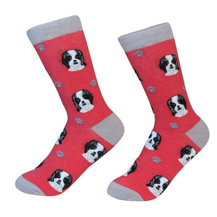 Shih Tzu Black/White Dog Socks Unisex