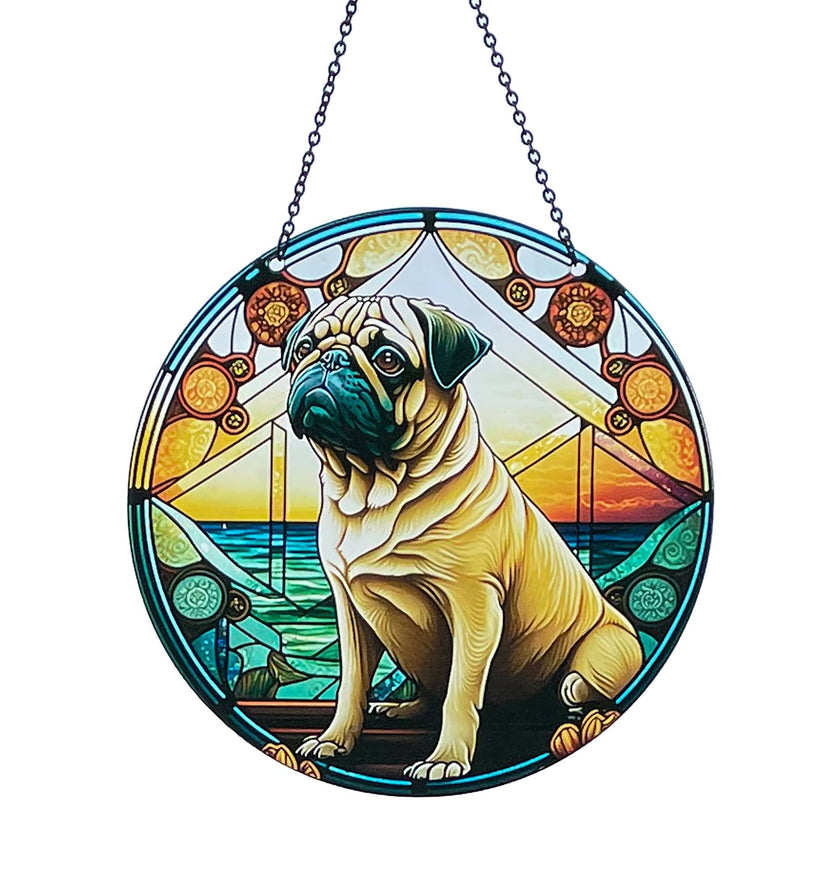Pug Suncatcher with chain