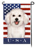 This Bichon Frise USA American Garden Flag is a testament to the beauty of your favorite breed and the American Flag.