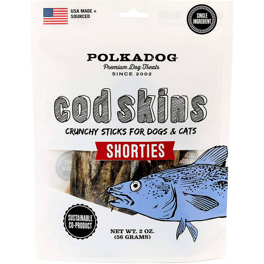 Polkadog Cod Skin Jerky Shorties - 2oz