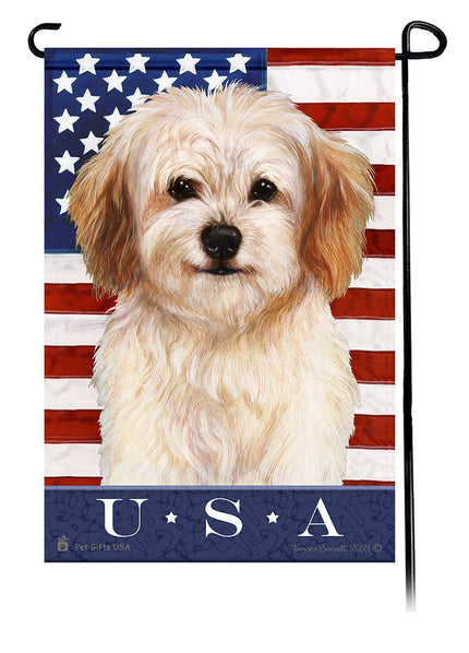 This Cavachon USA American Garden Flag is a testament to the beauty of your favorite breed and the American Flag.