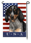 This Coonhound Bluetick USA American Garden Flag is a testament to the beauty of your favorite breed and the American Flag. 