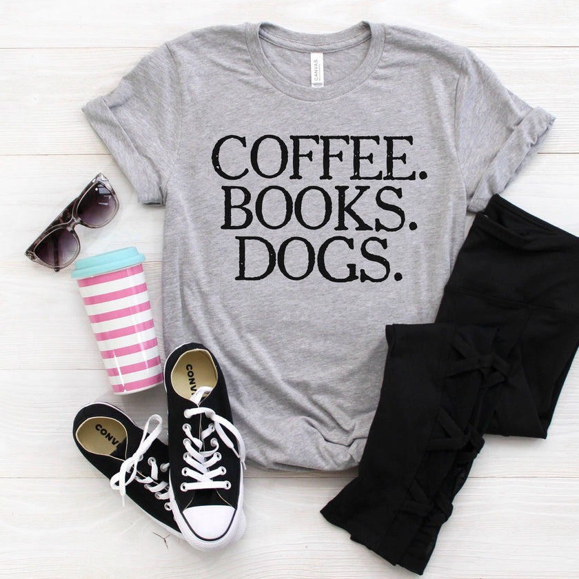 Coffee Books Dogs Tee Shirt