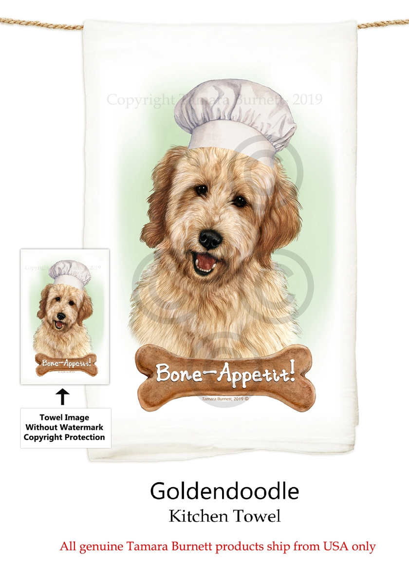 Goldendoodle Yellow Flour Sack Kitchen Towel