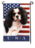 This Cavalier Tri Color USA American Garden Flag is a testament to the beauty of your favorite breed and the American Flag.