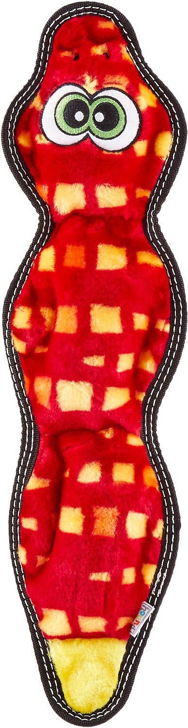 Outward Hound Tough Seamz Snake Durable Plush Dog Toy Red LG