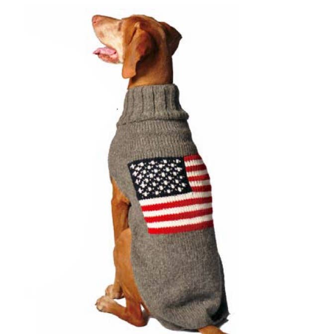 American Flag Wool Dog Pet Sweater