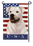 This American Bulldog White USA American Garden Flag is a testament to the beauty of your favorite breed and the American Flag