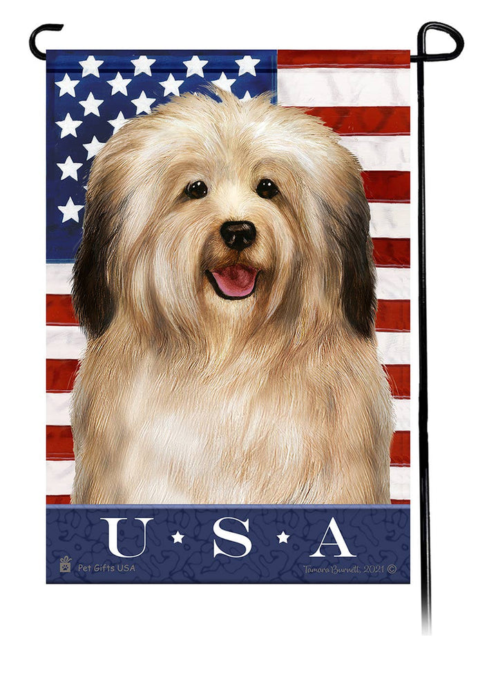 This Havanese Cream Sable (Long) USA American Garden Flag is a testament to the beauty of your favorite breed and the American Flag.