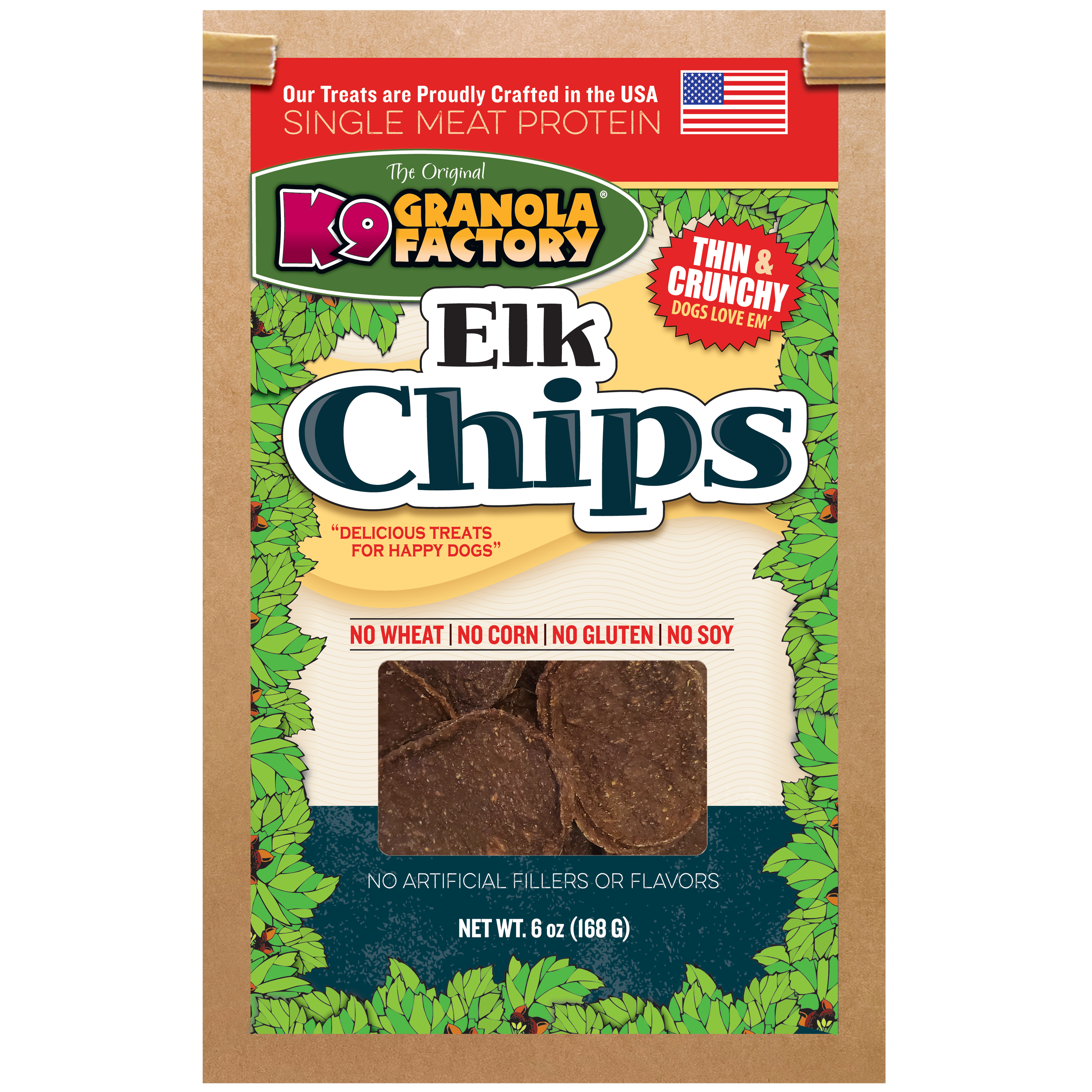 Chip Collection, Single Meat Protein Elk Chips For Dogs, 6oz