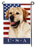 This Labrador Yellow English USA American Garden Flag is a testament to the beauty of your favorite breed and the American Flag.