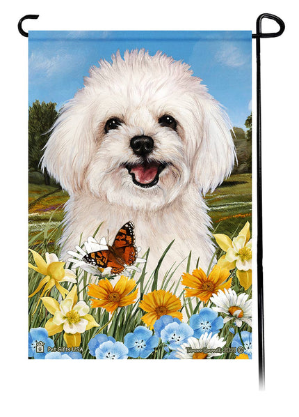 Maltipoo Summer Flowers Garden Flag