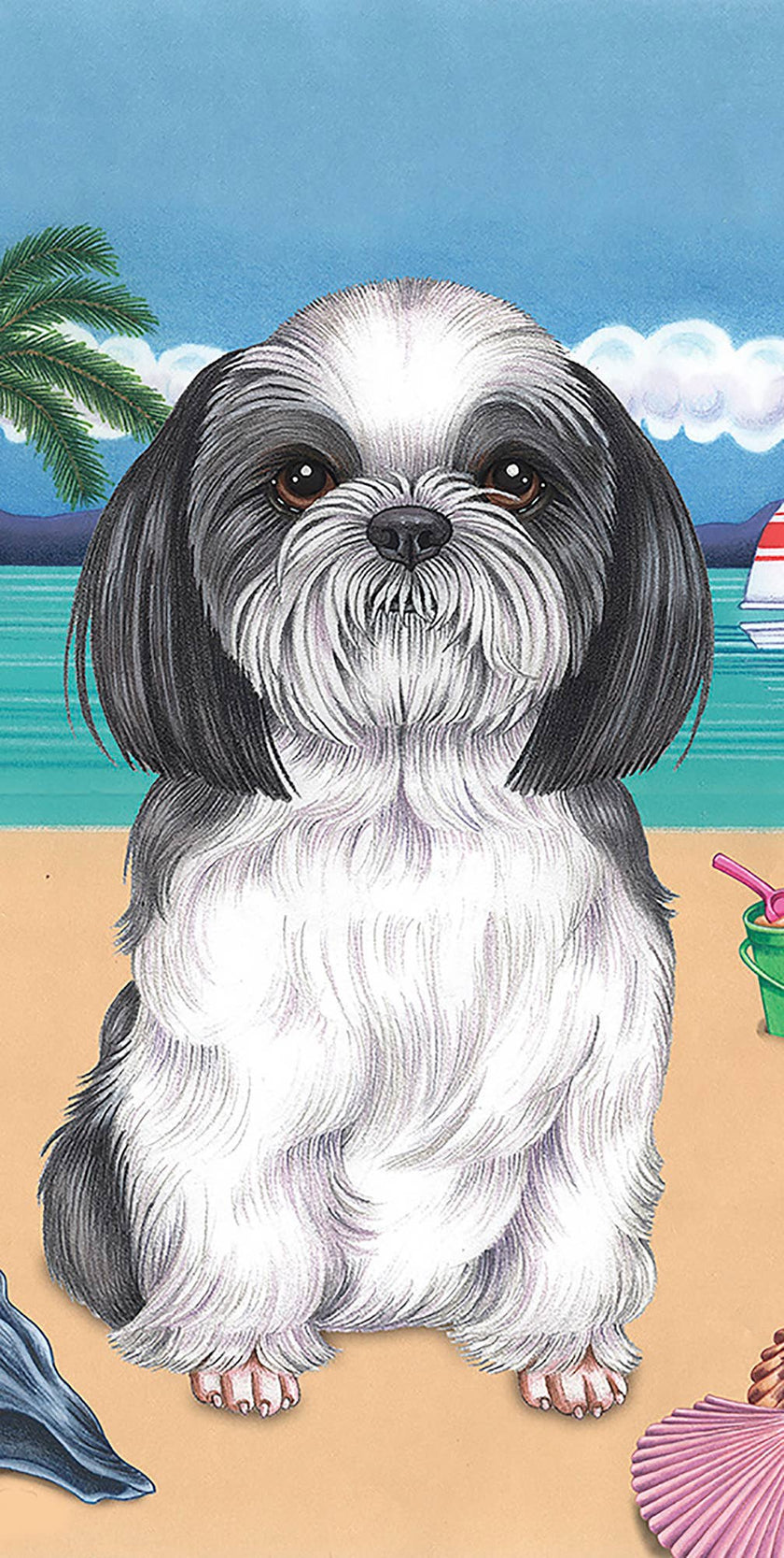 Shih Tzu Black/White Bath Beach Towel