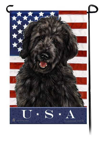 This Goldendoodle Black USA American Garden Flag is a testament to the beauty of your favorite breed and the American Flag