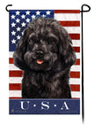 This Cockapoo Black USA American Garden Flag is a testament to the beauty of your favorite breed and the American Flag.