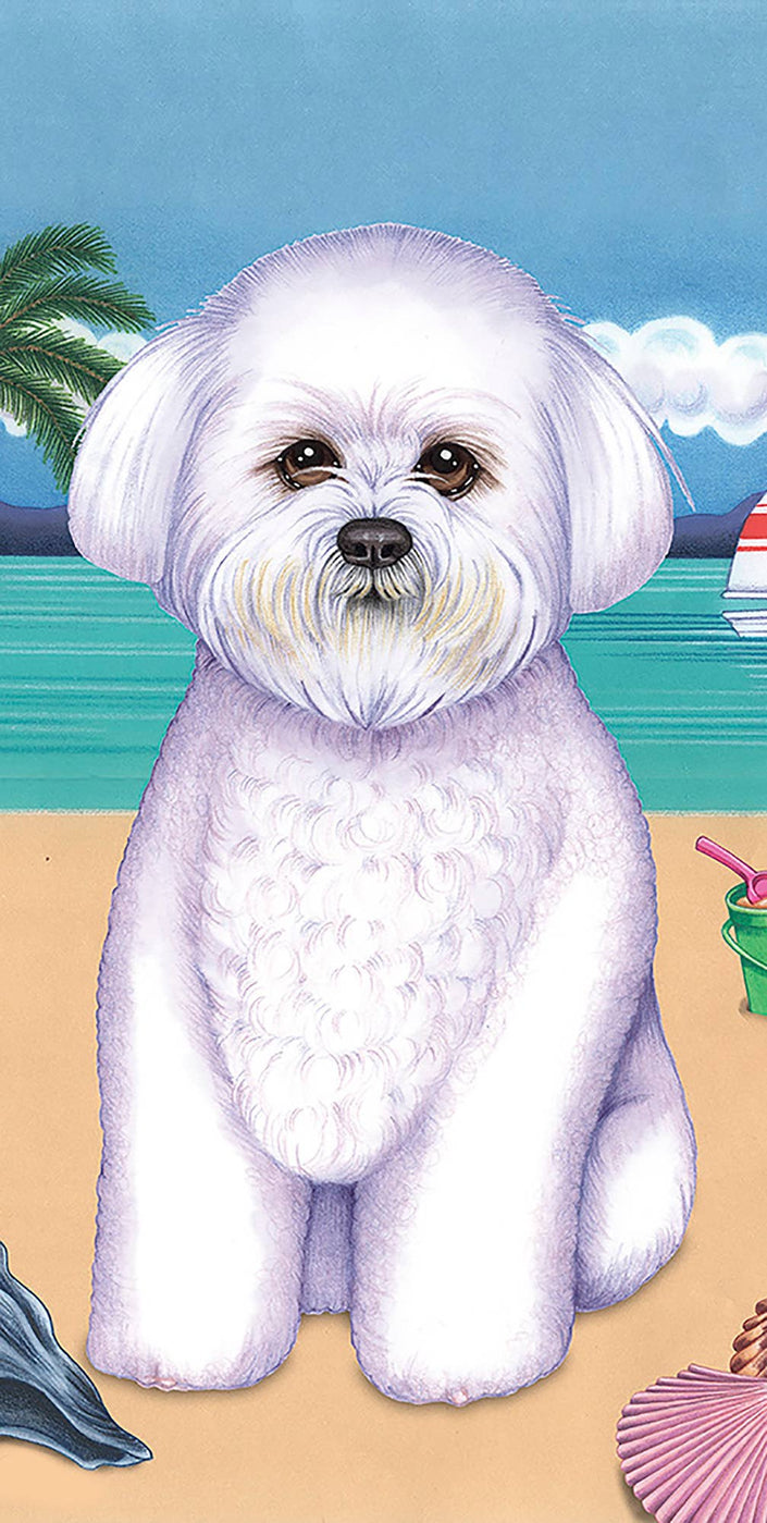 Bichon Frise Bath Beach Towel