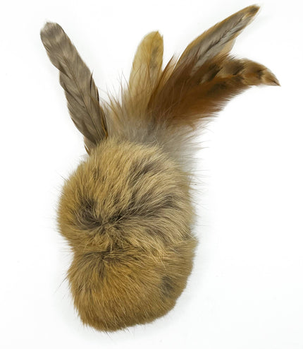 Cat Toy Natural Rabbit Fur & Feathers, Handmade, Birbits