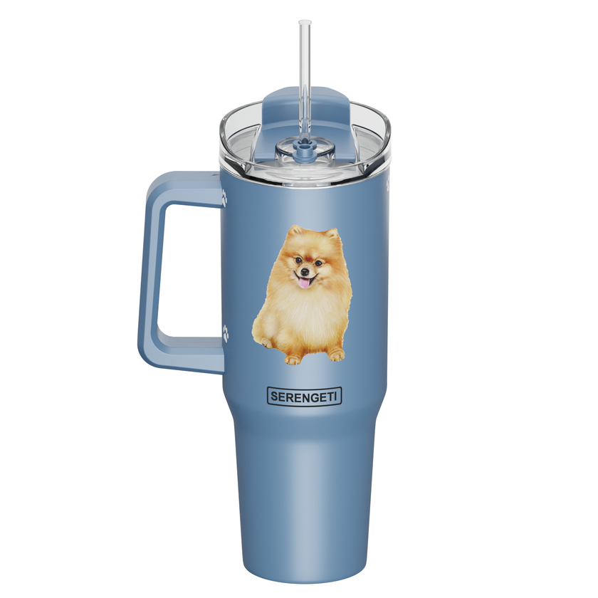 Pomeranian 40 oz Tumbler with Handle and Straw Lid