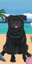 Pug Black Bath Beach Towel