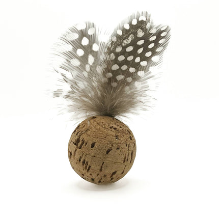 Natural Cork Ball, Guinea Plumage Feathers, Cat Toys, Birdie