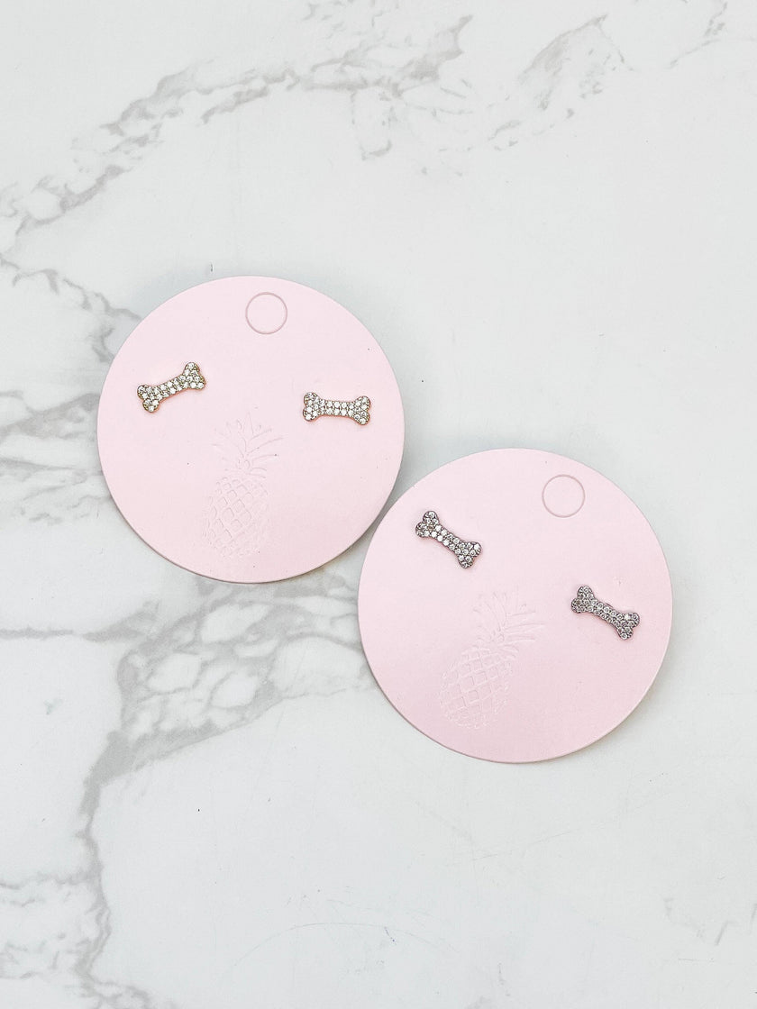 Glitzy Dog Bone Earrings