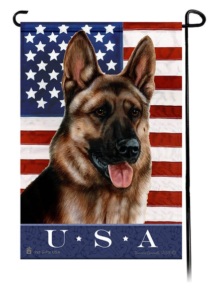 This German Shepherd Fawn Sable USA American Garden Flag is a testament to the beauty of your favorite breed and the American Flag