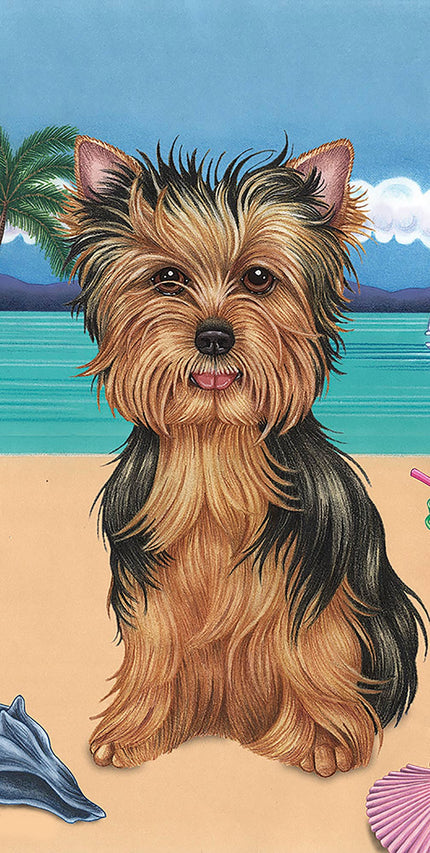 Yorkie Puppy Cut Bath Beach Towel