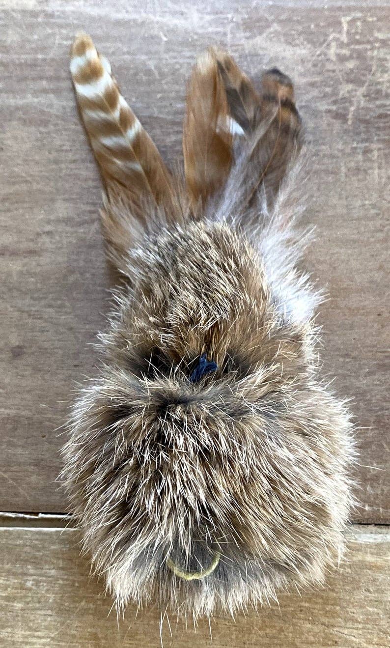 Cat Toy Cat-fishing Birbit Lure, Natural Rabbit Fur/Rooster Feathers Toy