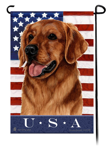 This Golden Retriever Red USA American Garden Flag is a testament to the beauty of your favorite breed and the American Flag. 