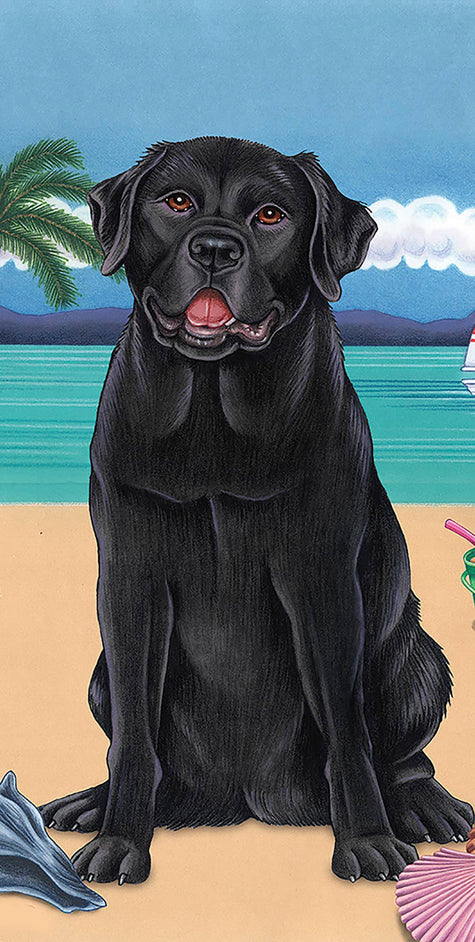 Black Labrador Bath Beach Towel