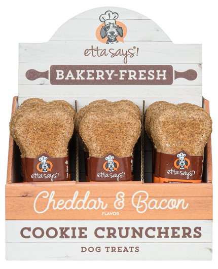 Etta Says! Cookie Crunchers Cheddar & Bacon Dog Treat- Each