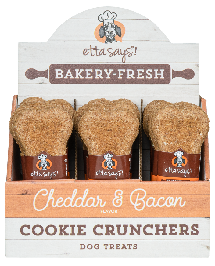 Etta Says! Cookie Crunchers Cheddar & Bacon Dog Treat- Each