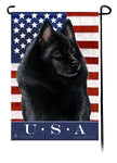 This Schipperke  USA American Garden Flag is a testament to the beauty of your favorite breed and the American Flag.