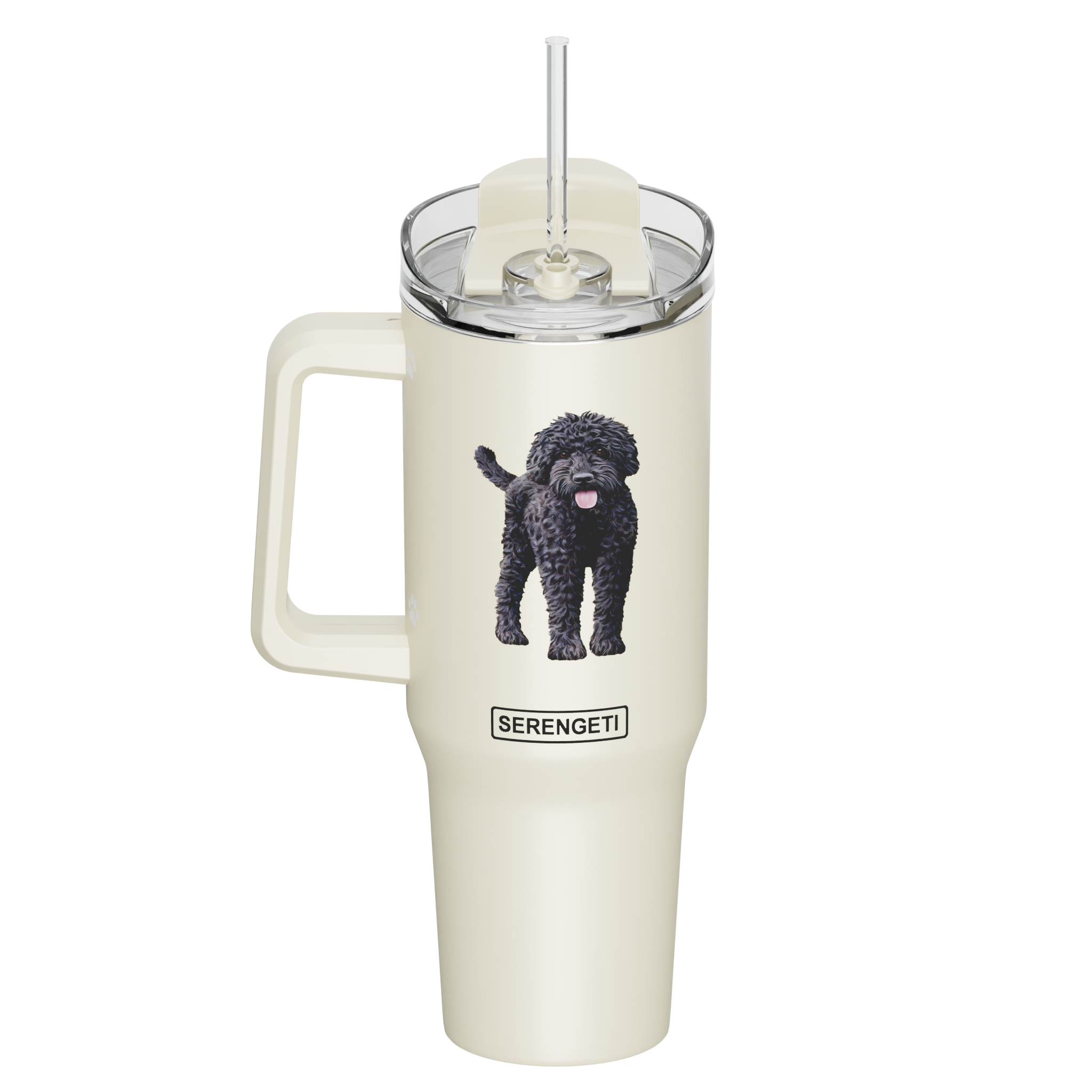 Labradoodle, black 40 oz Tumbler with Handle and Straw Lid