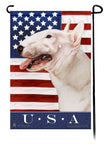 This Bull Terrier White USA American Garden Flag is a testament to the beauty of your favorite breed and the American Flag