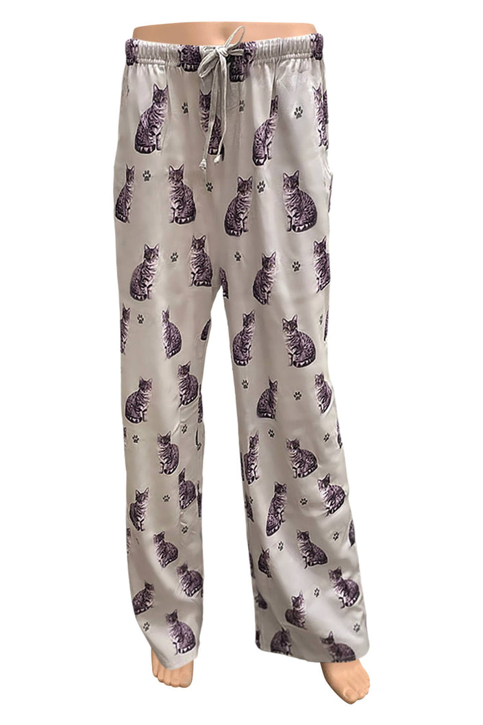 Silver Tabby Cat Pajama Bottoms