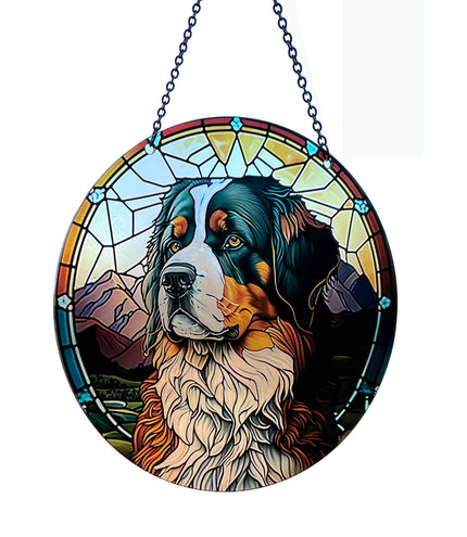 Bernese Mountain Dog Suncatcher with Chain