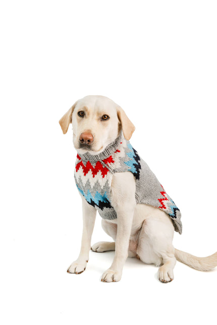 Grey Chevron Dog Wool Sweater