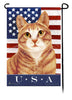 This Tuxedo Orange & White USA American Garden Flag is a testament to the beauty of your favorite breed and the American Flag.