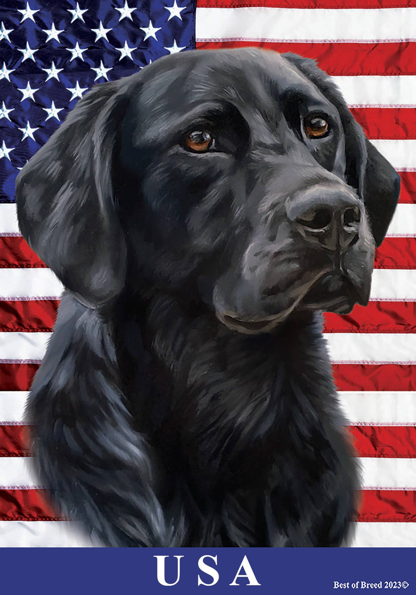 Labrador Black All-American Patriotic Garden Flag