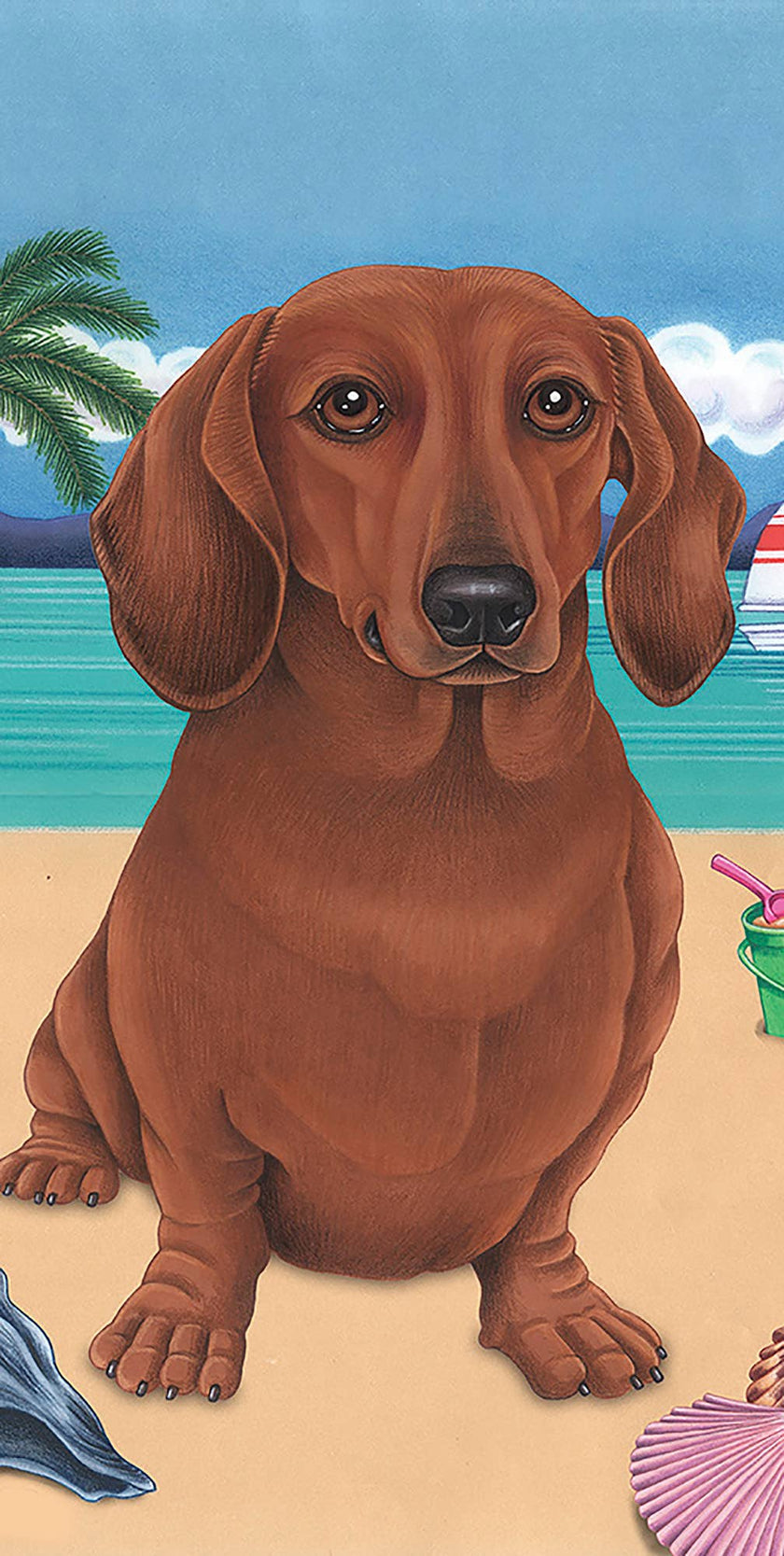 Dachshund Red Bath Beach Towel