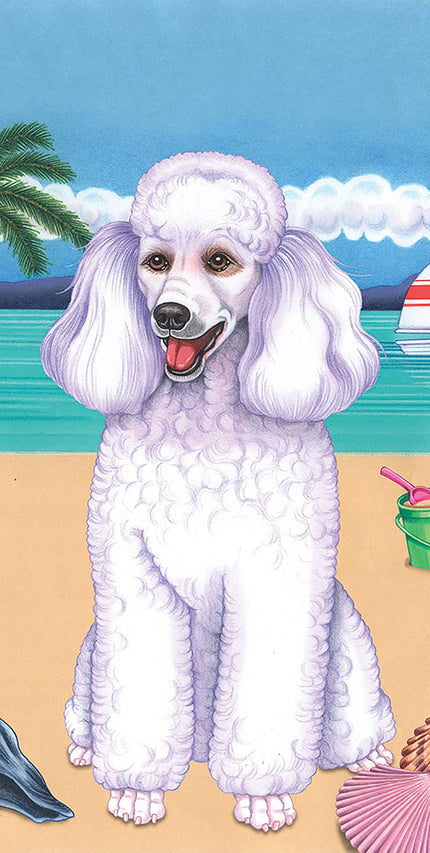 Poodle White Bath Beach Towel