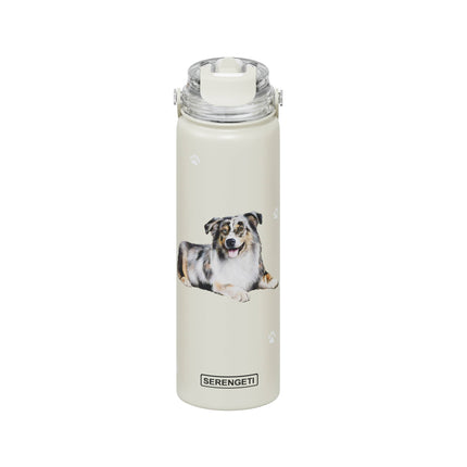 Australian Shepherd Stainless Steel Water Bottle 24 Oz. Serengeti