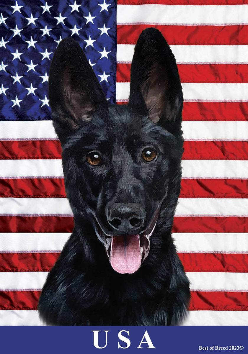 German Shepherd Black All-American II Garden Flag