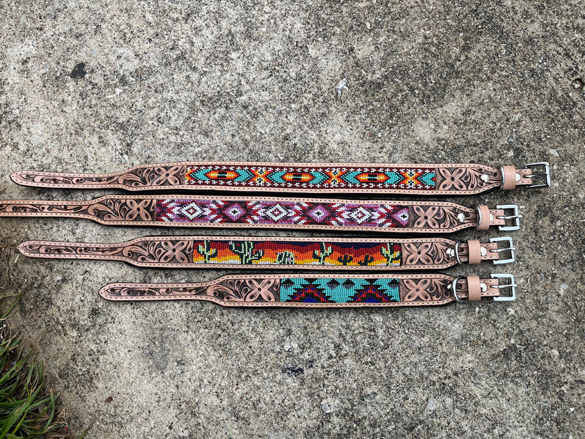 Tooled Leather Pet Collars - Dog & Cat