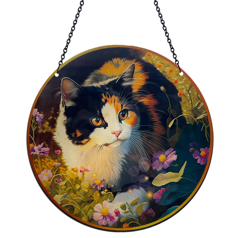 Calico Cat Suncatcher with Chain
