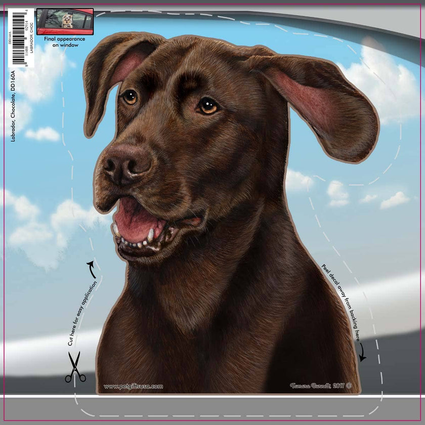 Chocolate Lab Dog - Dogs On The Move Window Decal